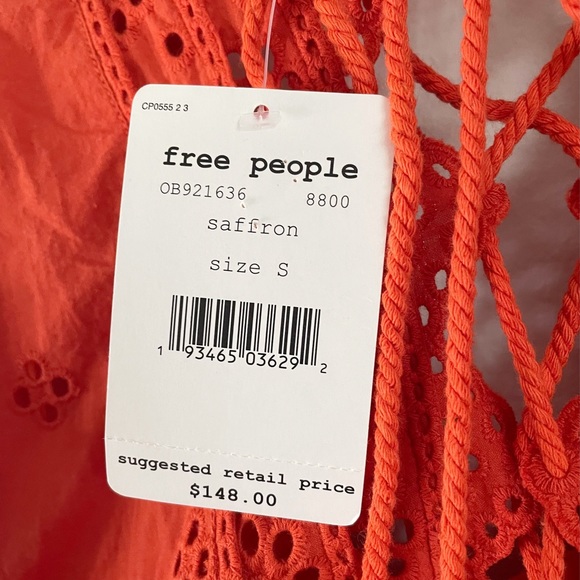 Free People Esperanza Orange Eyelet Mini Dress Size Small - Picture 9 of 15